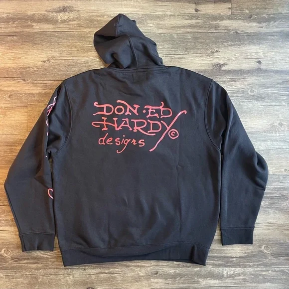 Ed Hardy Black Hoodie King Cobra Snake Eagle Mens Size Large "Love Kills Slowly" - Picture 15 of 15